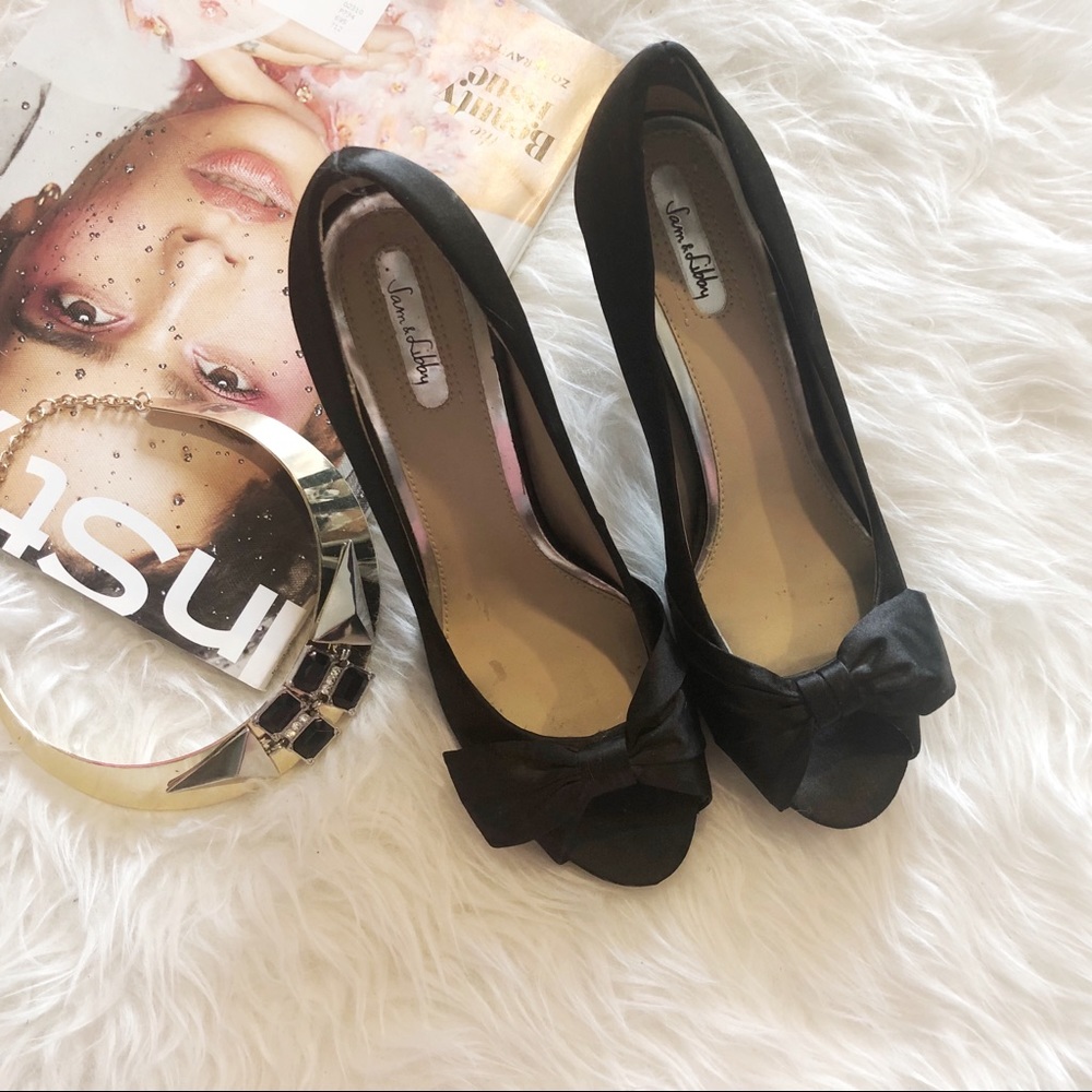 Sam & Libby Peep Toe Satin Heels